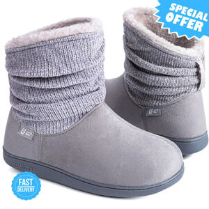 BRAND NEW LongBay Warm Chenille Knit Bootie Slippers with Memory Foam